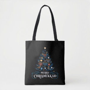 Tote Bag Merry Chrismukkah Jewish Holiday Hanoukka