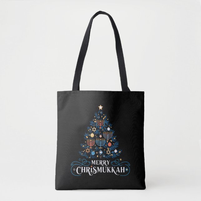 Tote Bag Merry Chrismukkah Jewish Holiday Hanoukka (Devant)