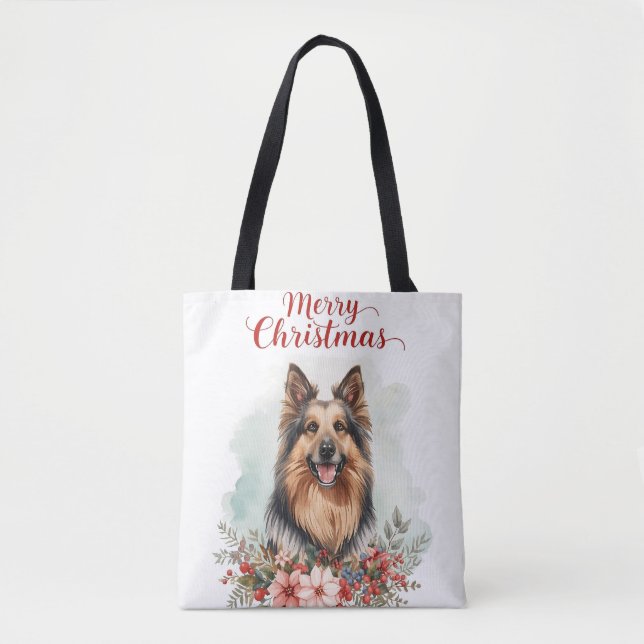 Tote Bag Merry Christmas Dog Festive Holiday Shopping (Devant)