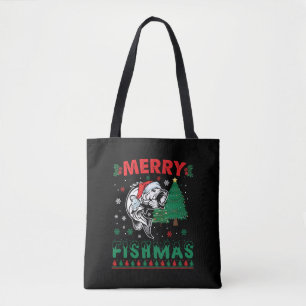 Tote Bag Merry Fishmas Pêche Papa Pêcheur Pêcheur Noël