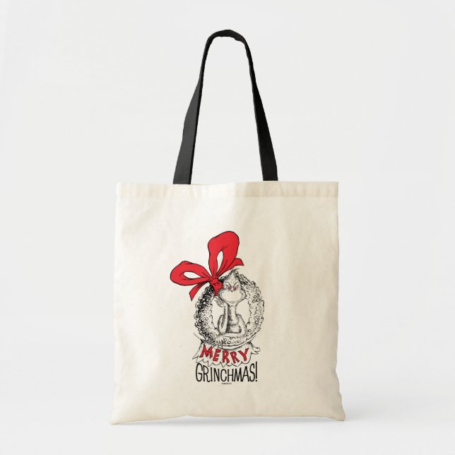 Tote Bag Merry Grinchmas Wreath the Grinch (Devant)