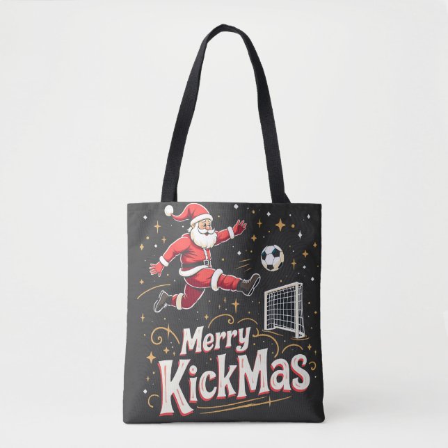 Tote Bag Merry Kickmas Funny Santa Claus Amateurs de footba (Devant)