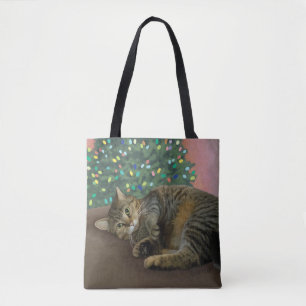 Tote Bag Merry Mischief - Christmas Kitty
