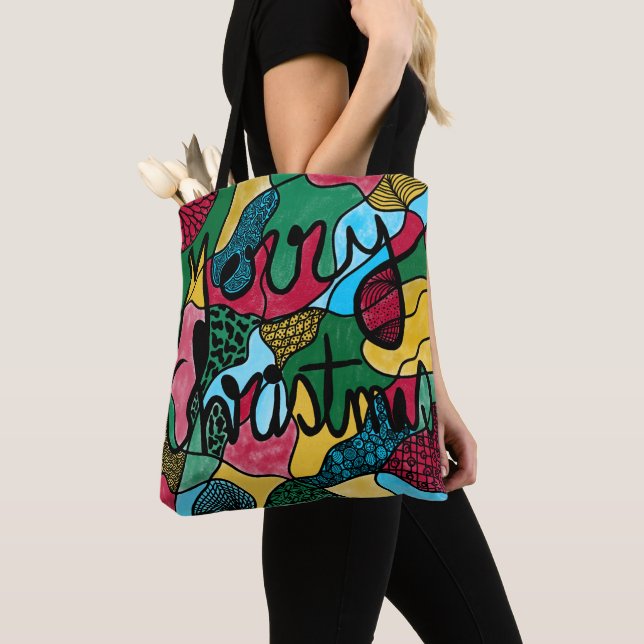 TOTE BAG MERRY NOËL NEUROGRAPHIQUE & NOIR LIGNE (De près)