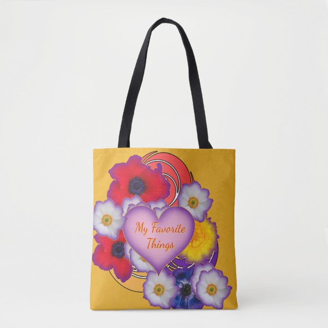 Tote Bag Mes Choses Préférées Floral Jaune (Devant)