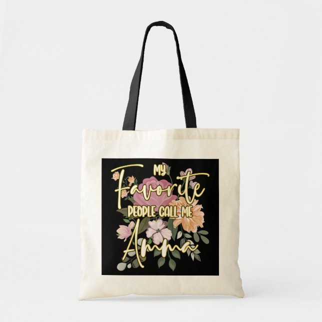 Tote Bag Mes Gens Préférés M'Appelent Amma Grand-mère (Devant)