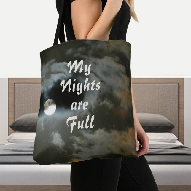 Tote Bag Mes nuits sont Pleine lune Night Shift Black (Créateur téléchargé)