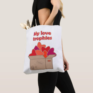 Tote Bag Mes trophées d'amour dans une boîte pleine de coeu