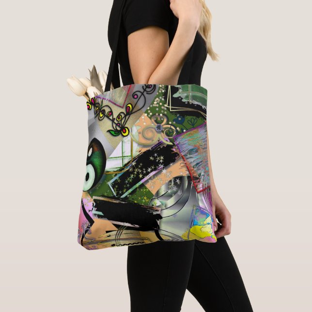 Tote Bag Mess objets & symboles de conception avec effet br (De près)