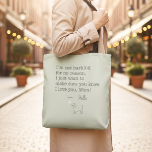 Tote Bag Message d'amour personnalisé vert sauge pour tecke
