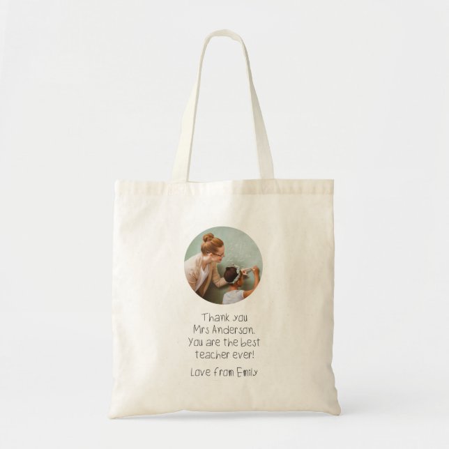 Tote Bag Message et photo de votre enfant Enseignant Cadeau (Devant)