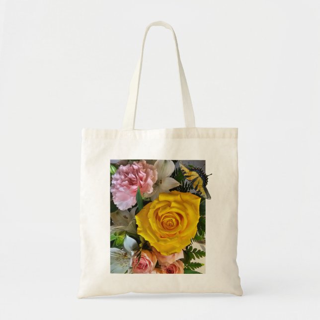 Tote Bag Message rose jaune (Devant)