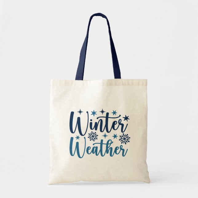 Tote Bag Météo d'hiver - Typographie des Fêtes Neiges (Devant)