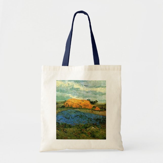Tote Bag Meules de foin sous un ciel pluvieux de Vincent va (Devant)