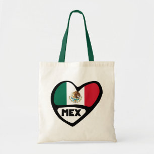 Tote Bag Mexico Country Code Flag Heart, MEX