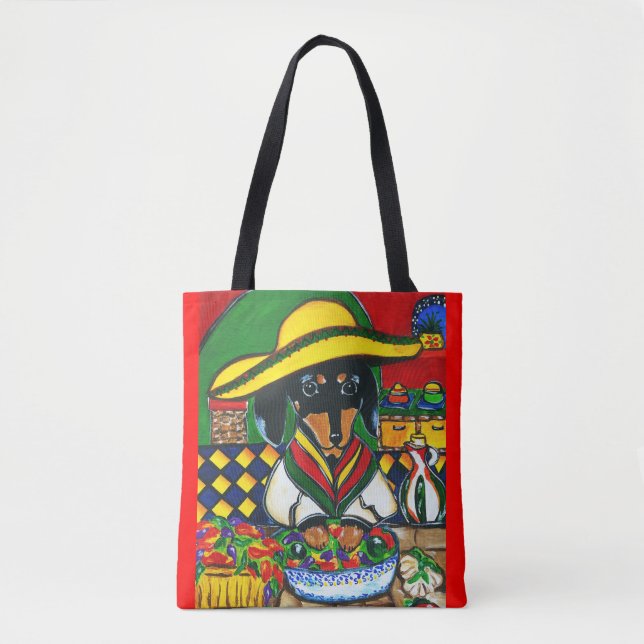 TOTE BAG MEXICO CUISINIER DACHSHUND  (Devant)