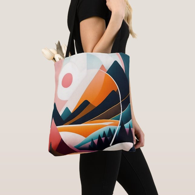 Tote Bag Mi-siècle Art moderne Montagnes Abstraites (De près)