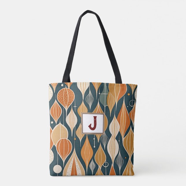 Tote Bag Mi-Siècle Atomique gouttes Ochre Moderne Rétro (Dos)