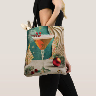 Tote Bag Mi-Siècle Cocktail de Noël Fête Happy Hour