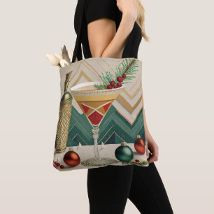 Tote Bag Mi-Siècle Cocktail de Noël Fête Happy Hour
