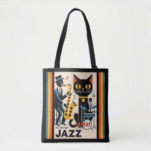 Tote Bag Mi siècle Jazz Age HepCat Chat Noir