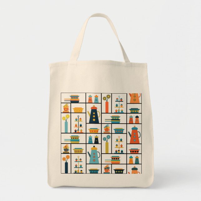 Tote Bag Mi-siècle Moderne Rétro Élégants Tablettes De Cuis (Devant)
