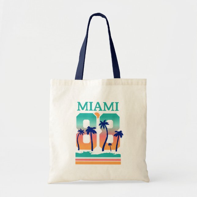 Tote Bag Miami 88 Rétro Coucher de soleil Palmier (Devant)