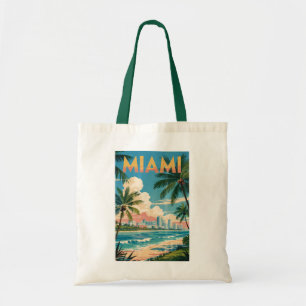 Tote Bag Miami Florida Illustration Voyage Art Vintage