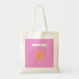 Tote Bag Miami, Miami Beach, Floride, Preppy, Rose, Orange