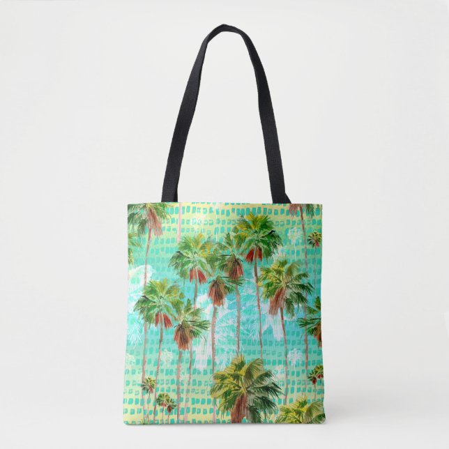Tote Bag Miami Palms : Aquarelle Tropicale sans couture (Devant)