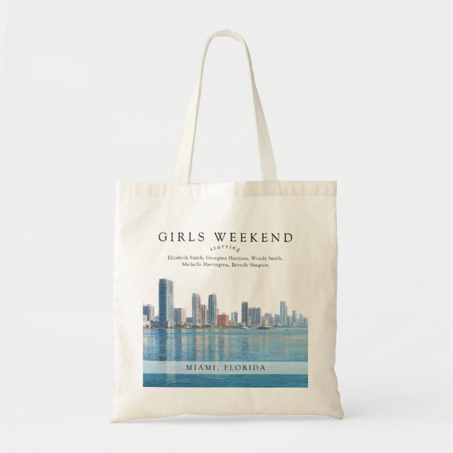 Tote Bag Miami Skyline Watercolor Girls Weekend (Devant)