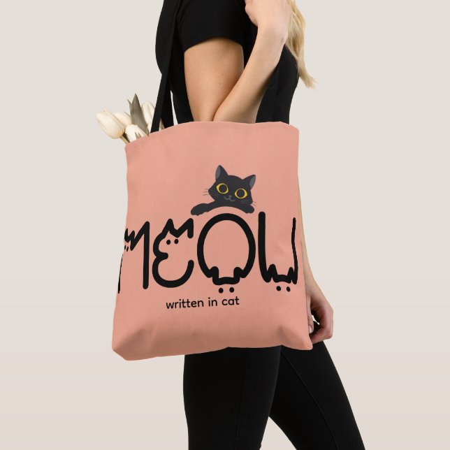 Tote Bag MIAOU écrit par un chat - maman de chat, amoureux  (De près)