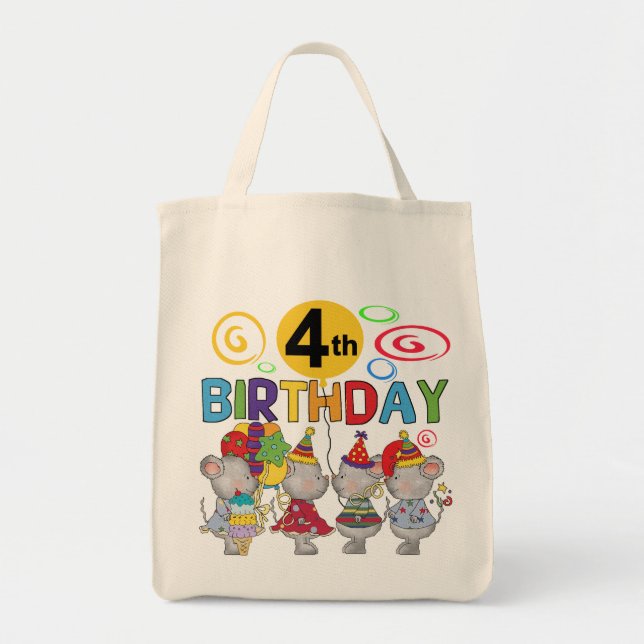 Tote Bag Mice 4th Birthday T-shirts et cadeaux (Devant)