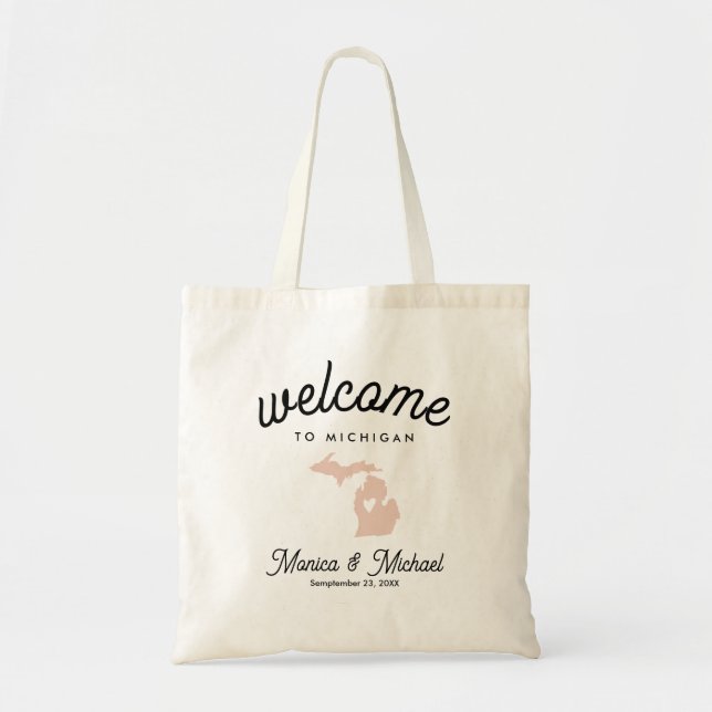 Tote Bag MICHIGAN State Destination Mariage N'IMPORTE QUELL (Devant)
