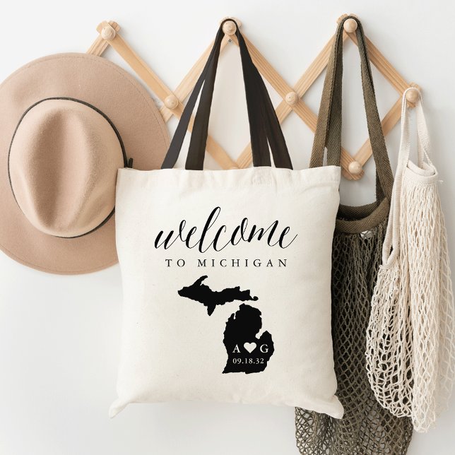 Tote Bag Michigan State Silhouette Mariage Bienvenue Fourre (Créateur téléchargé)