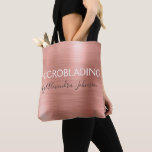 Tote Bag Microblading en métal brossé rose et Rose<br><div class="desc">Blush Pink - Rose Gold Foil Microblading eyebrows fournitures sac. Le nom et la profession du contact commercial peuvent être changés pour être utilisés pour n'importe quel type d'entreprise. Veuillez contacter le concepteur pour obtenir d'autres articles correspondants.</div>