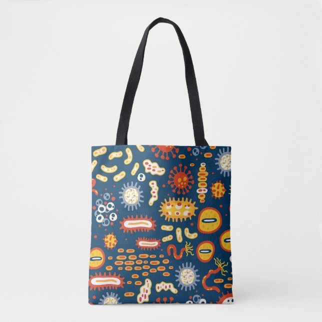 Tote Bag Microorganismes Bleu foncé : Motif de biologie (Devant)