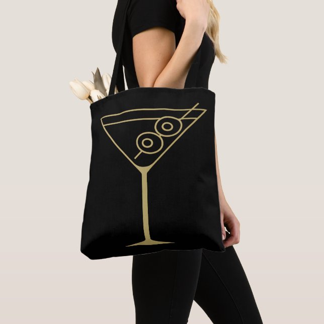 Tote Bag Mid Century Modern Gold 2 Olive Martini (De près)