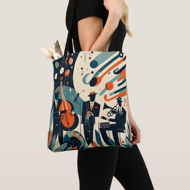 Tote Bag Mid Century Modern Jazz Age Trio (De près)