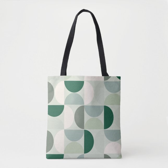 Tote Bag Mid Century Moderne Abstrait Motif Sage Green (Devant)