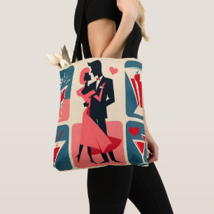 Tote Bag Mid Century moderne Valentine Dancing Couple