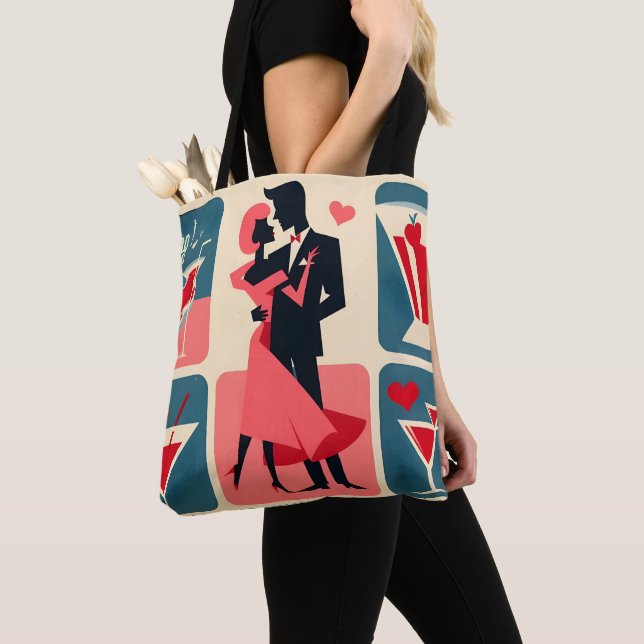 Tote Bag Mid Century moderne Valentine Dancing Couple (De près)