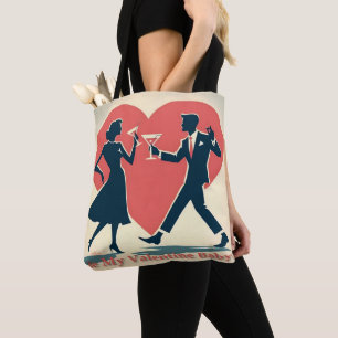Tote Bag Mid Century Valentine moderne Hip Dancing Couple