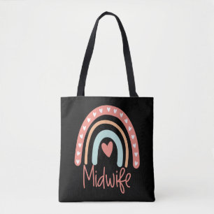 Tote Bag Midwife Midwiferferry Gift Boho Rainbow