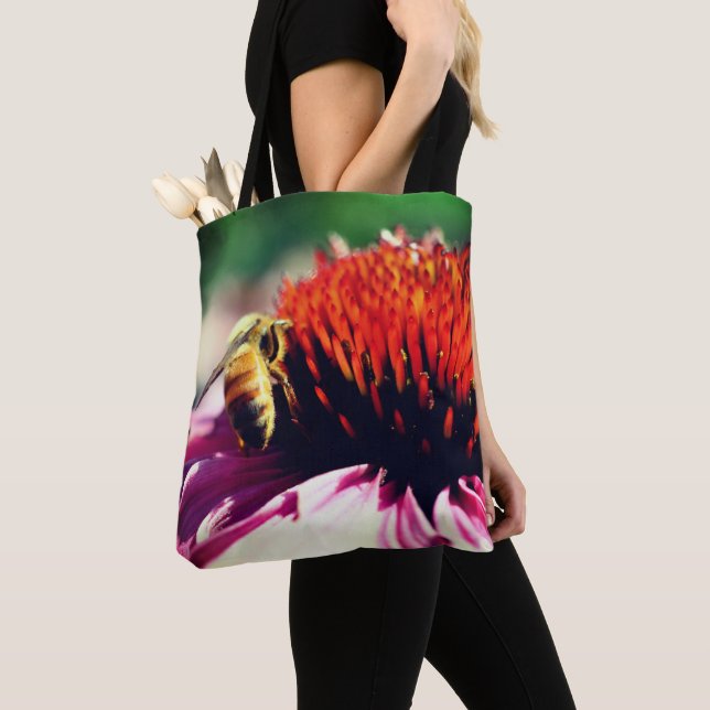 Tote Bag Miel Abeille Sur Le Confleur Fermer (De près)