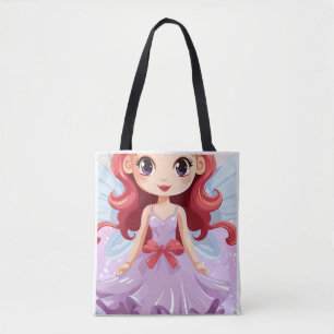 Tote Bag Mignon Ange Fée Chibi Robe Violette Épaule Fourre-