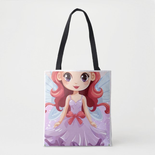 Tote Bag Mignon Ange Fée Chibi Robe Violette Épaule Fourre- (Devant)