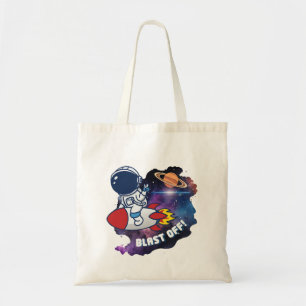 Tote Bag Mignon astronaute chevauchant une fusée décolle le