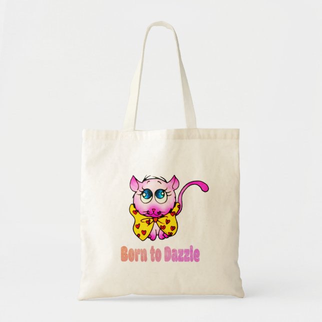 Tote Bag Mignon Chat Rose - Né pour Éblouir l'Art (Devant)