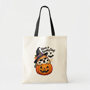 Tote Bag Mignon Chibi Moineau Oiseau Halloween Citrouille